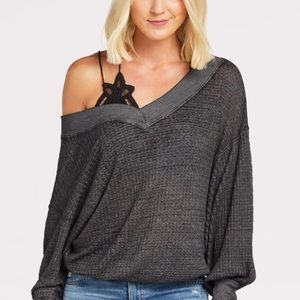 Free People | Oversized Waffleknit Vneck Shirt